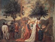 Piero della Francesca Die Konigin von Saba betet das Kreuzesholz an oil painting reproduction
